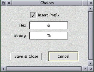 Options Window